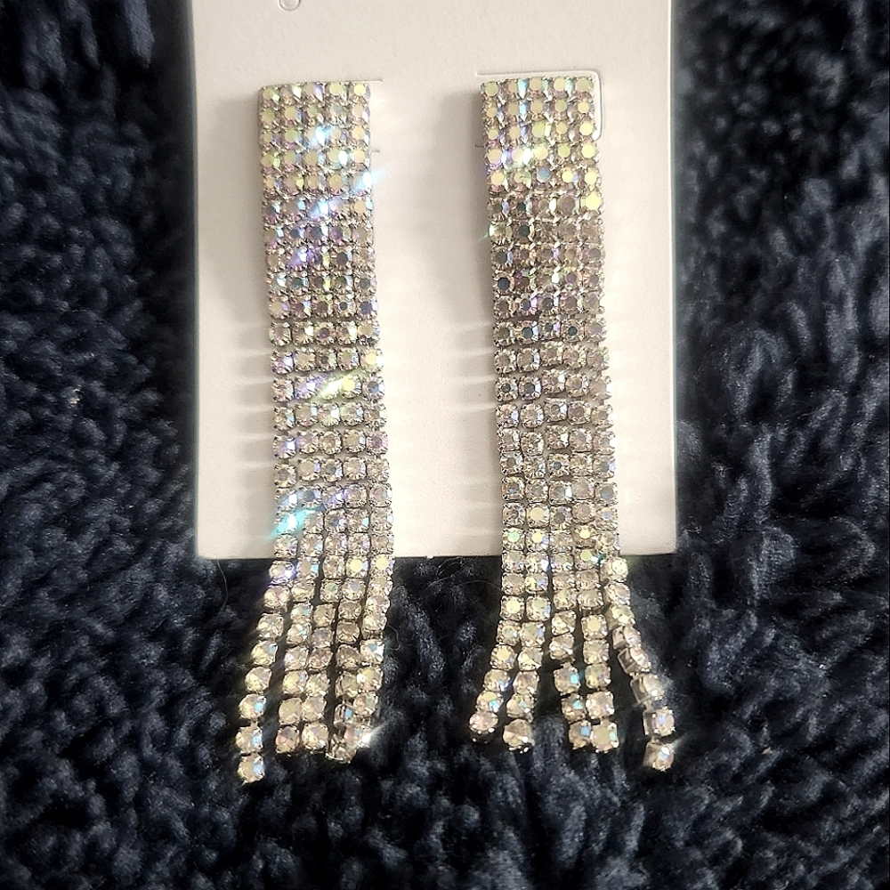 Beautiful Long Diamond Dangle Earrings